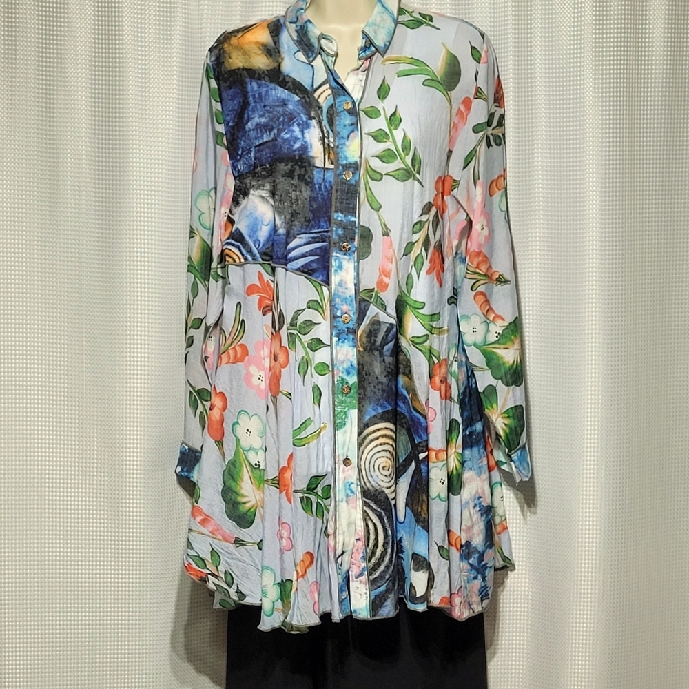 Shana Floral Flowy Fairycore Long Sleeve Sheer Top (L) - Picture 6 of 16